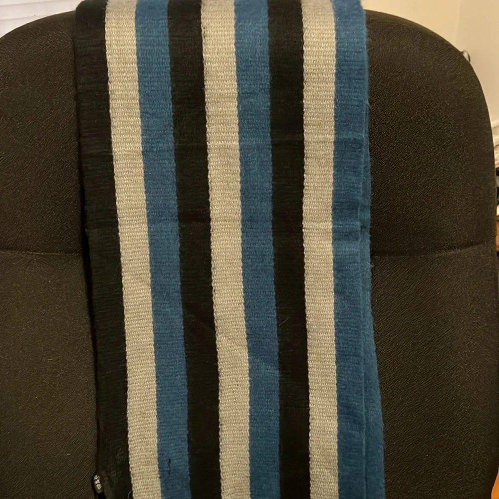 NWT XMI Striped Scarf in Blue, Black, and Gray